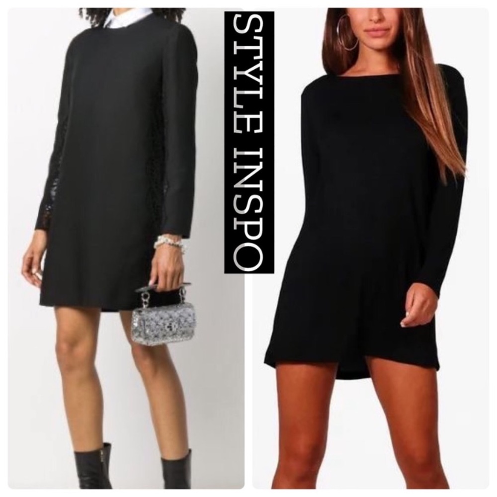 Long Sleeve Black Shift Dress